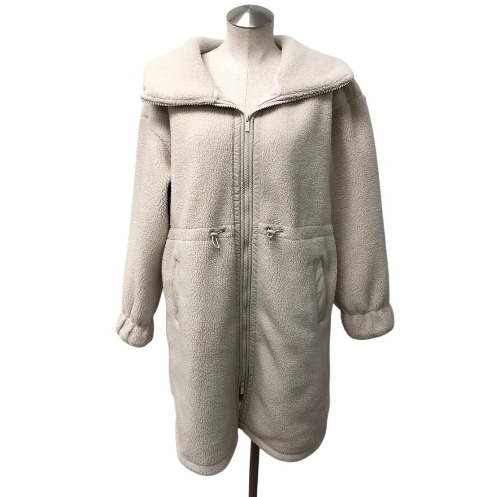 All in Motion Sherpa Jacket Womens Small Cream Long Faux Fur Full Zip Pockets
